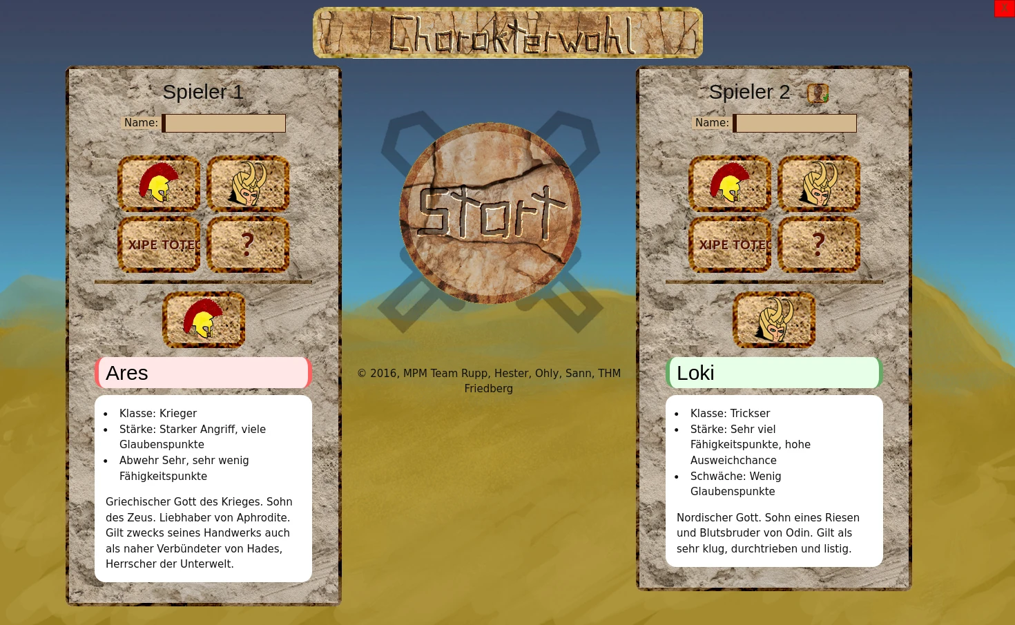 God's Crusade - Character Selection