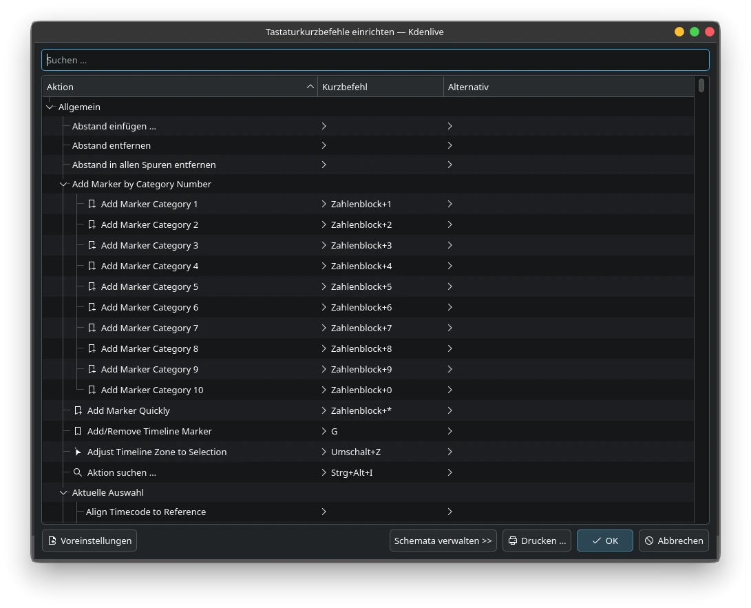 Kdenlive Keybindings