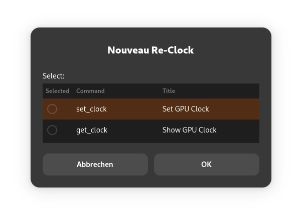 Nouveau Re-Clock Hauptfenster