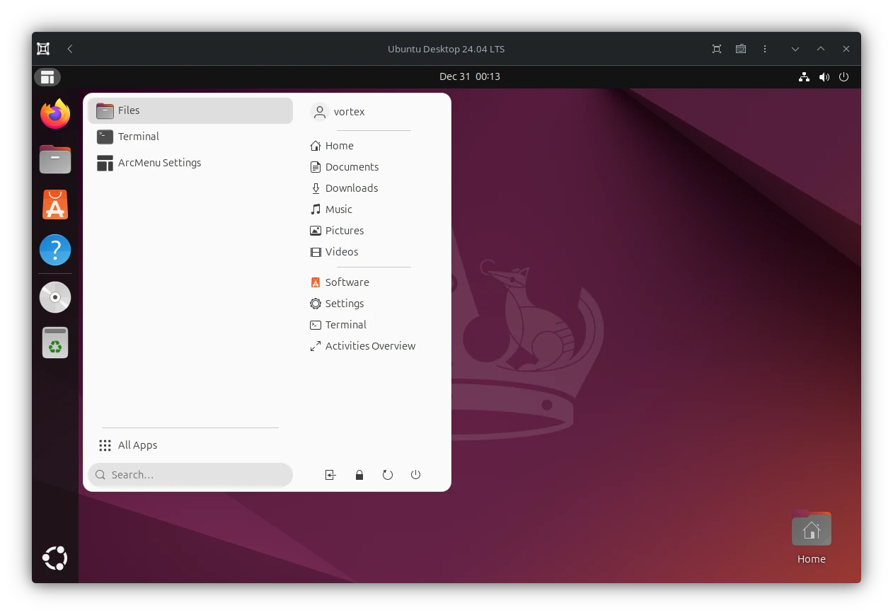 Arc Menu unter Ubuntu